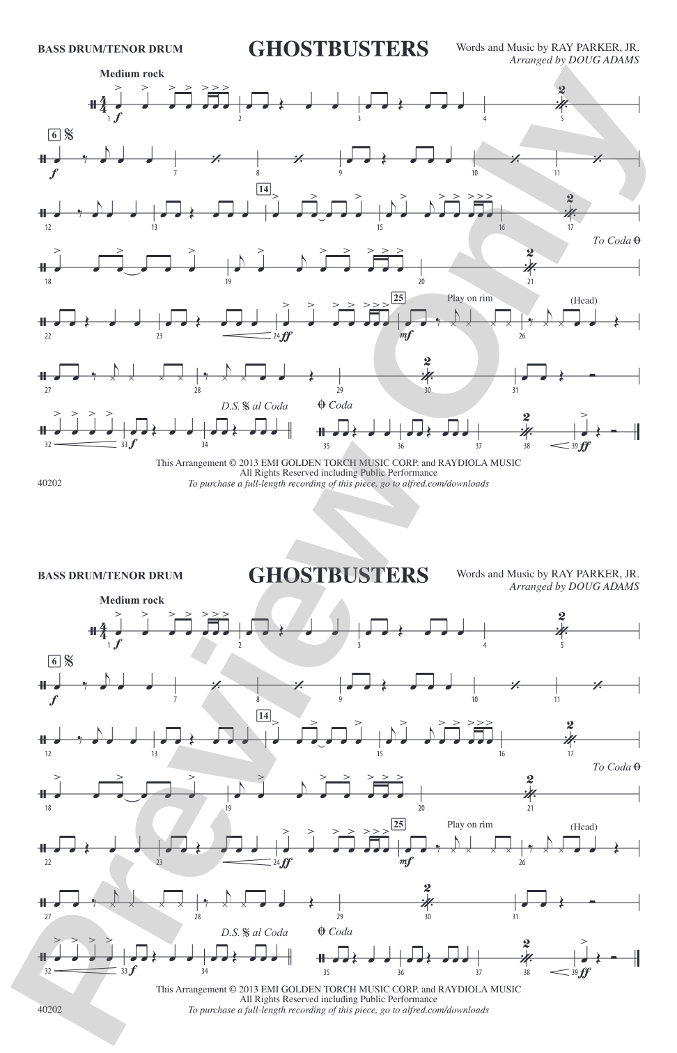 Ghostbusters: Bass Drum/Tenor Drum