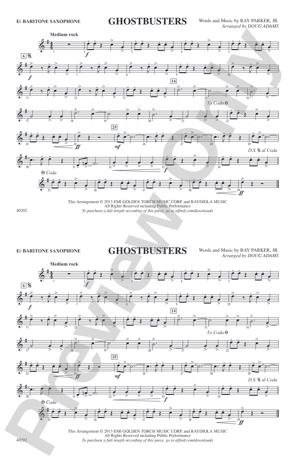 Ghostbusters: E-flat Baritone Saxophone