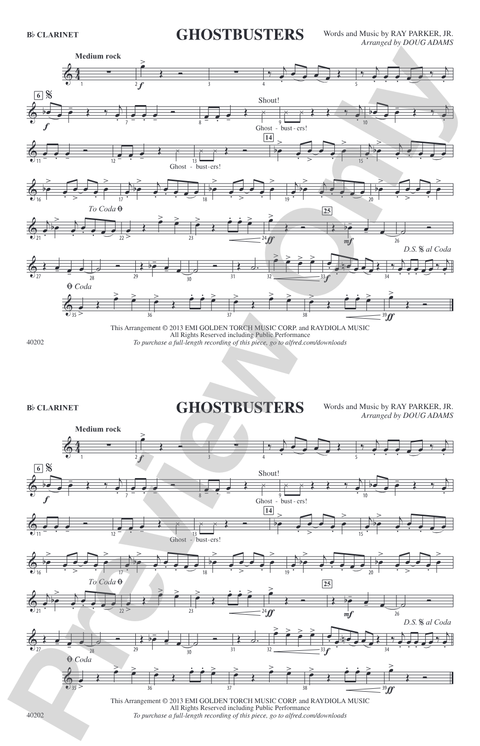 Ghostbusters: 1st B-flat Clarinet
