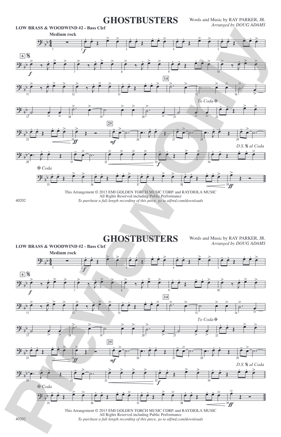 Ghostbusters: Low Brass & Woodwinds #2 - Bass Clef