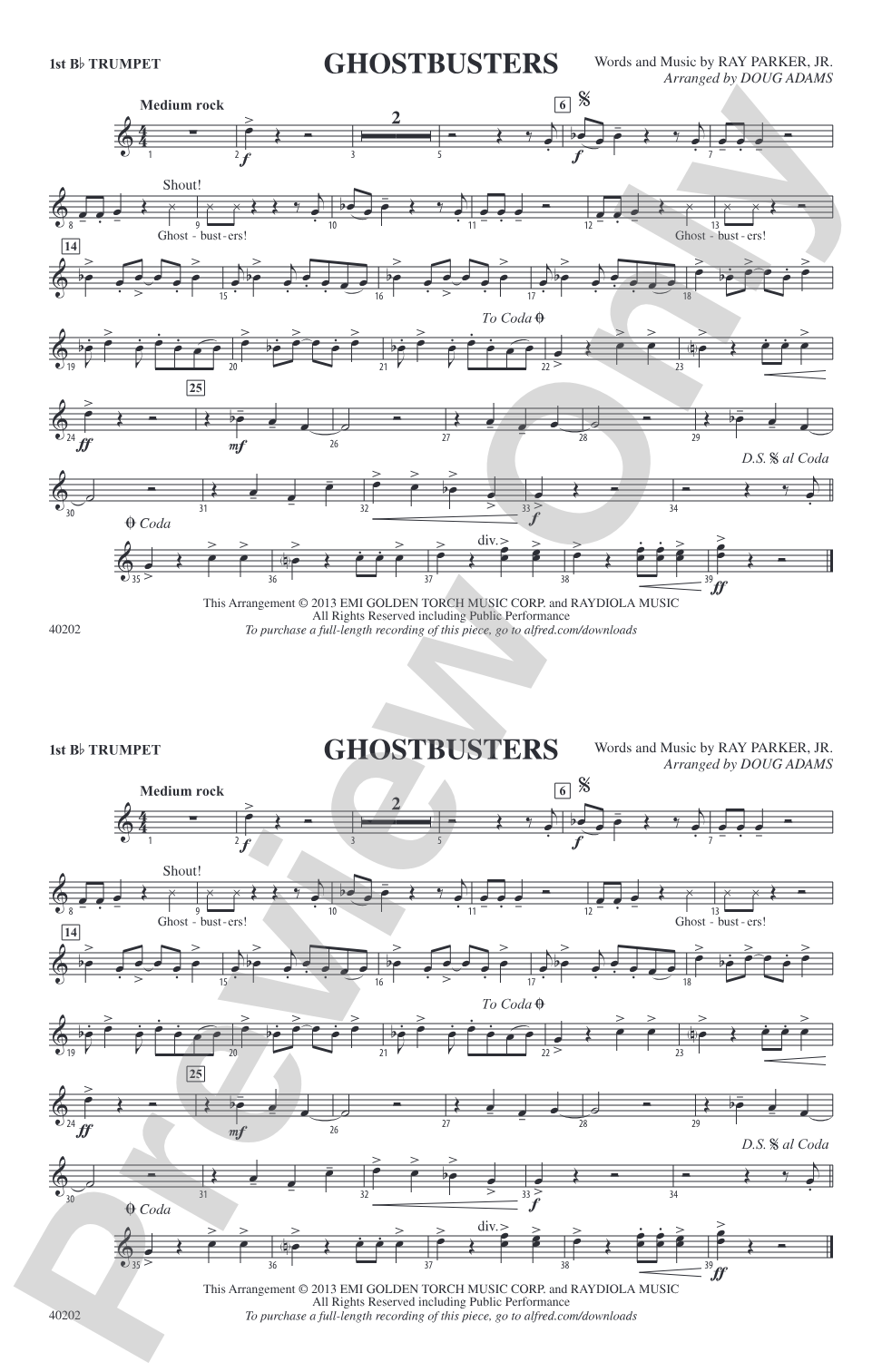 Ghostbusters: 1st B-flat Trumpet