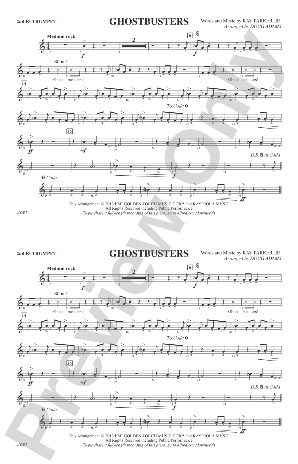 Ghostbusters: 2nd B-flat Trumpet