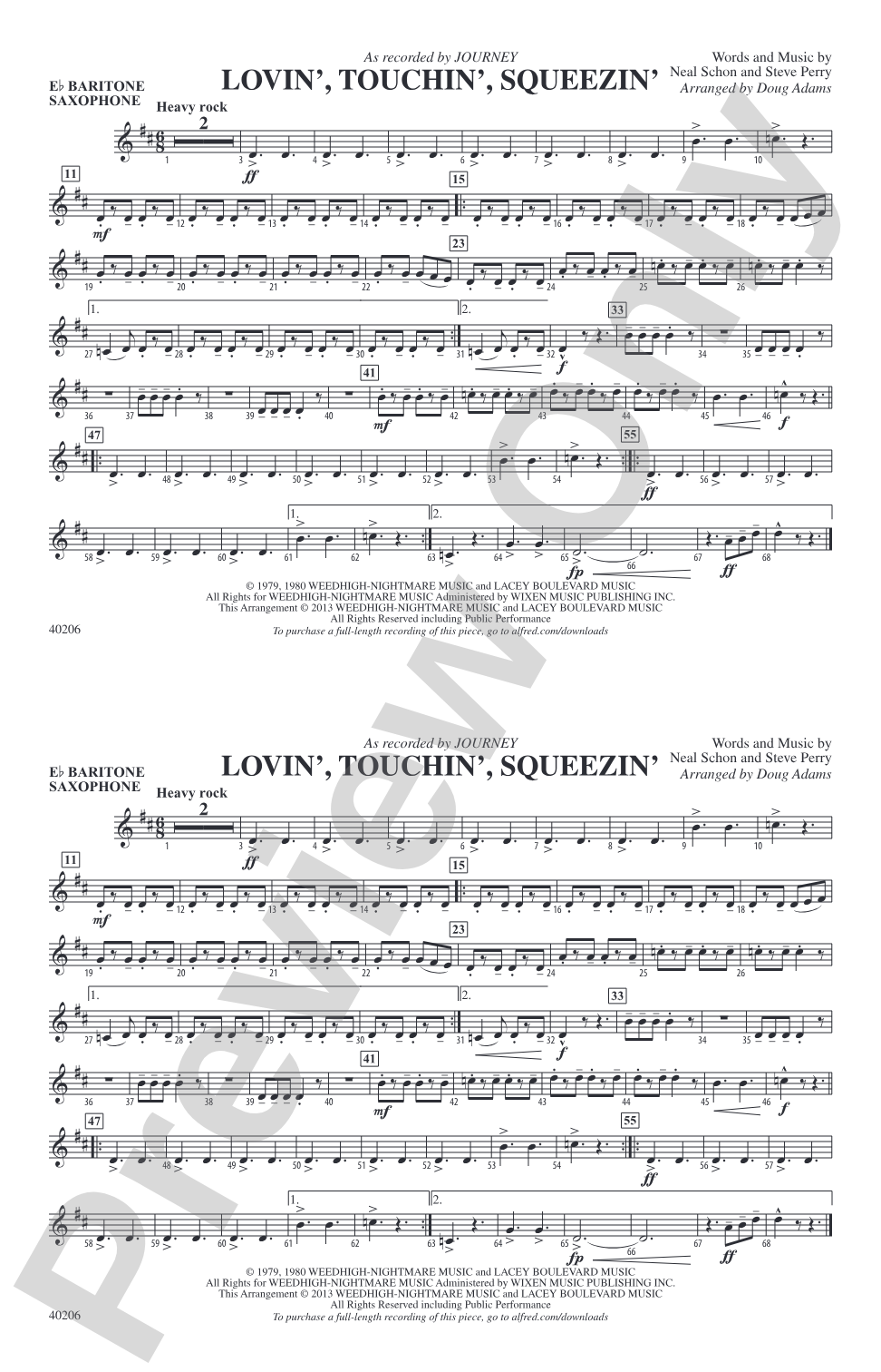 Lovin', Touchin', Squeezin': E-flat Baritone Saxophone