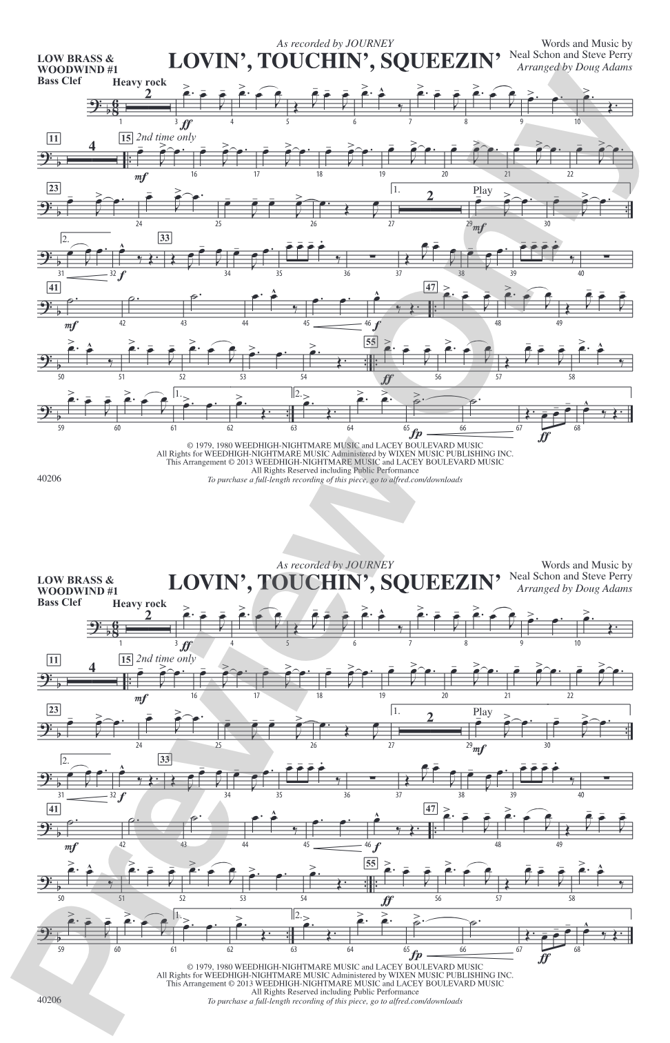Lovin', Touchin', Squeezin': Low Brass & Woodwinds #1 - Bass Clef