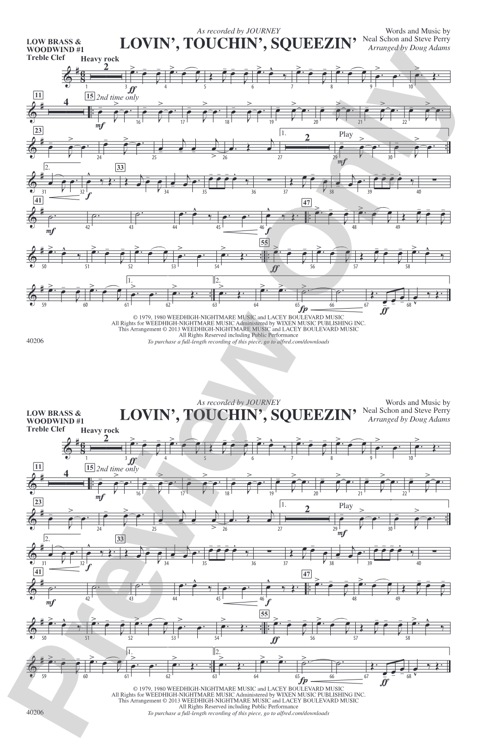 Lovin', Touchin', Squeezin': Low Brass & Woodwinds #1 - Treble Clef
