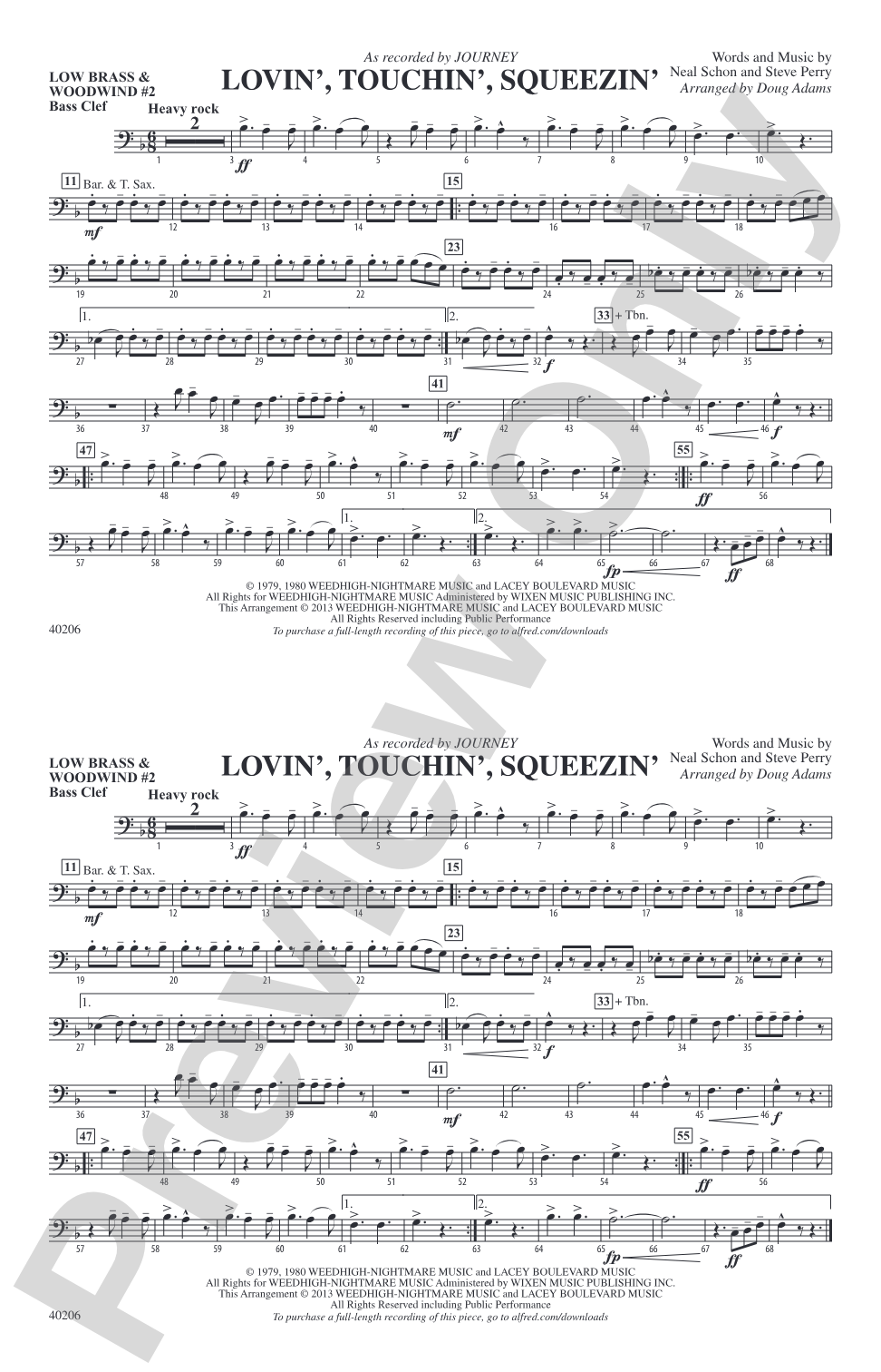 Lovin', Touchin', Squeezin': Low Brass & Woodwinds #2 - Bass Clef