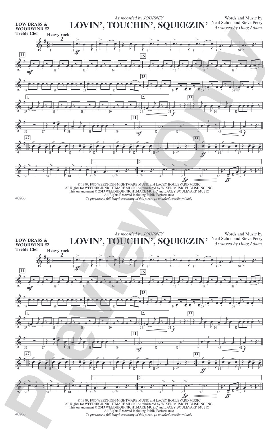 Lovin', Touchin', Squeezin': Low Brass & Woodwinds #2 - Treble Clef