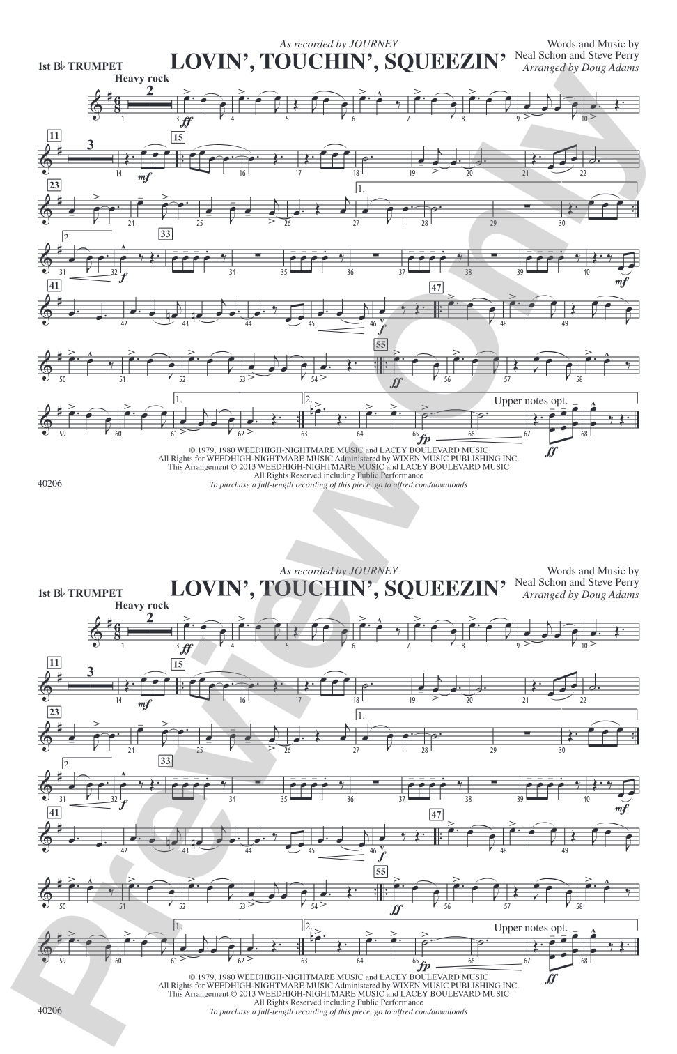 Lovin', Touchin', Squeezin': 1st B-flat Trumpet