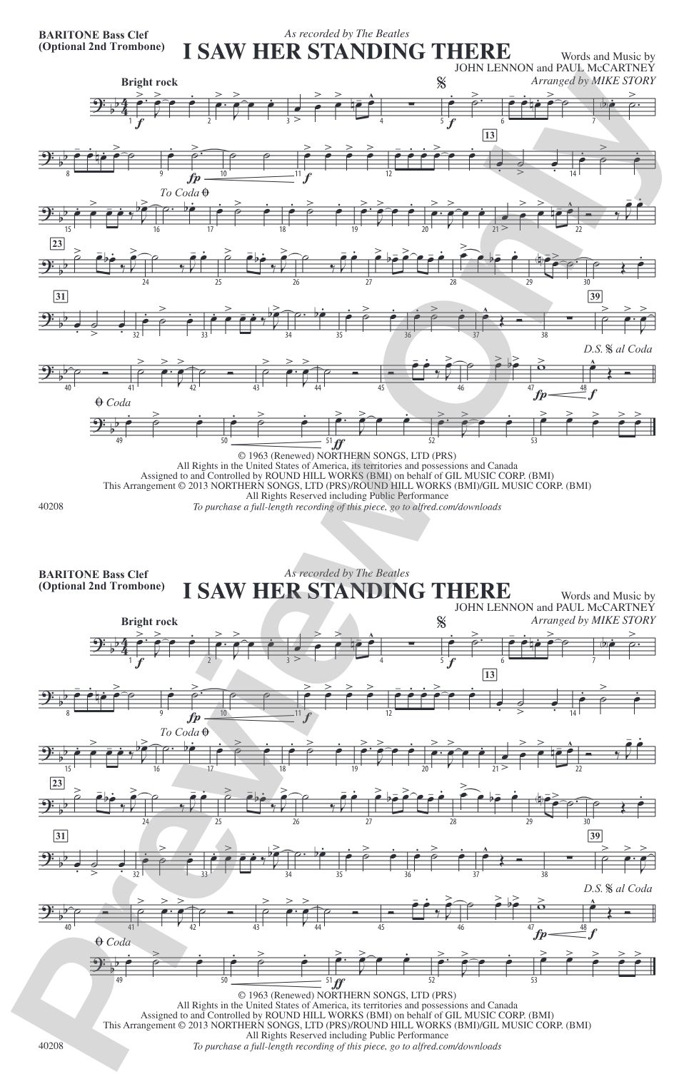 I Saw Her Standing There: Baritone B.C.