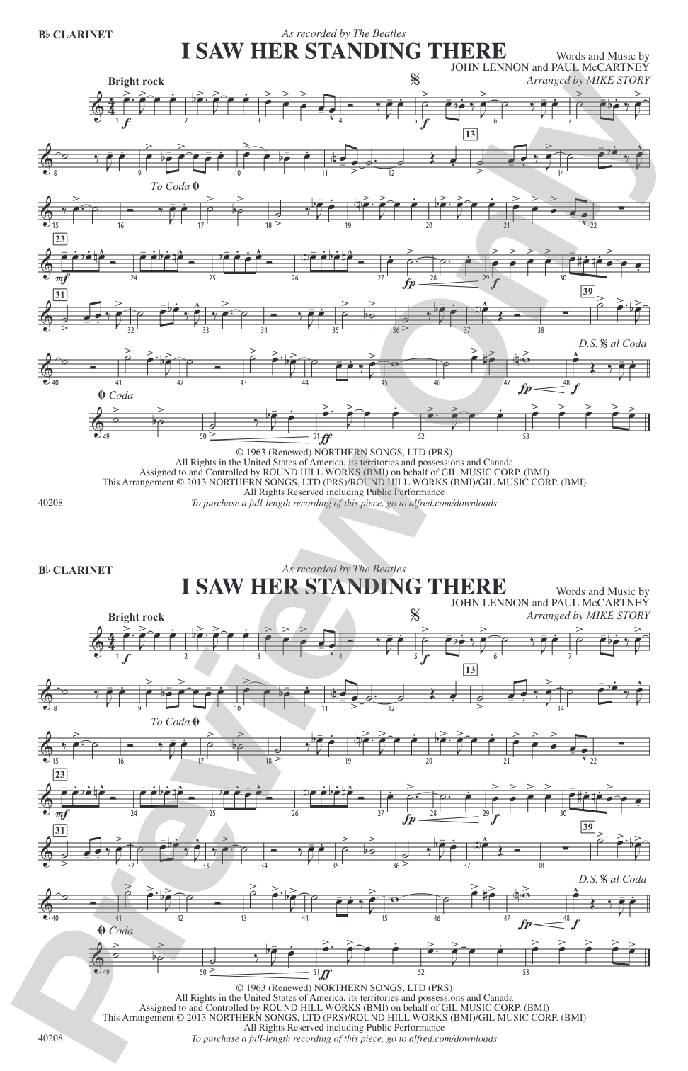 I Saw Her Standing There: 1st B-flat Clarinet