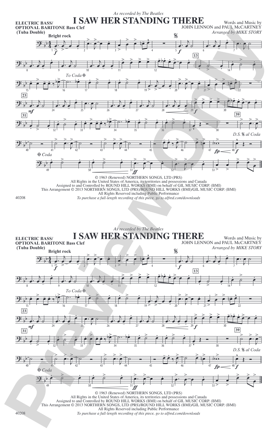 I Saw Her Standing There: Electric Bass