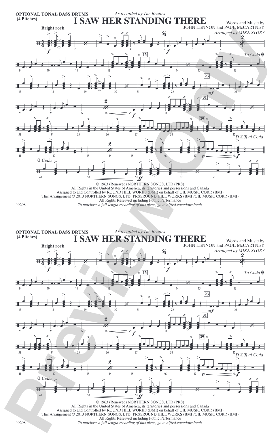 I Saw Her Standing There: Tonal Bass Drum