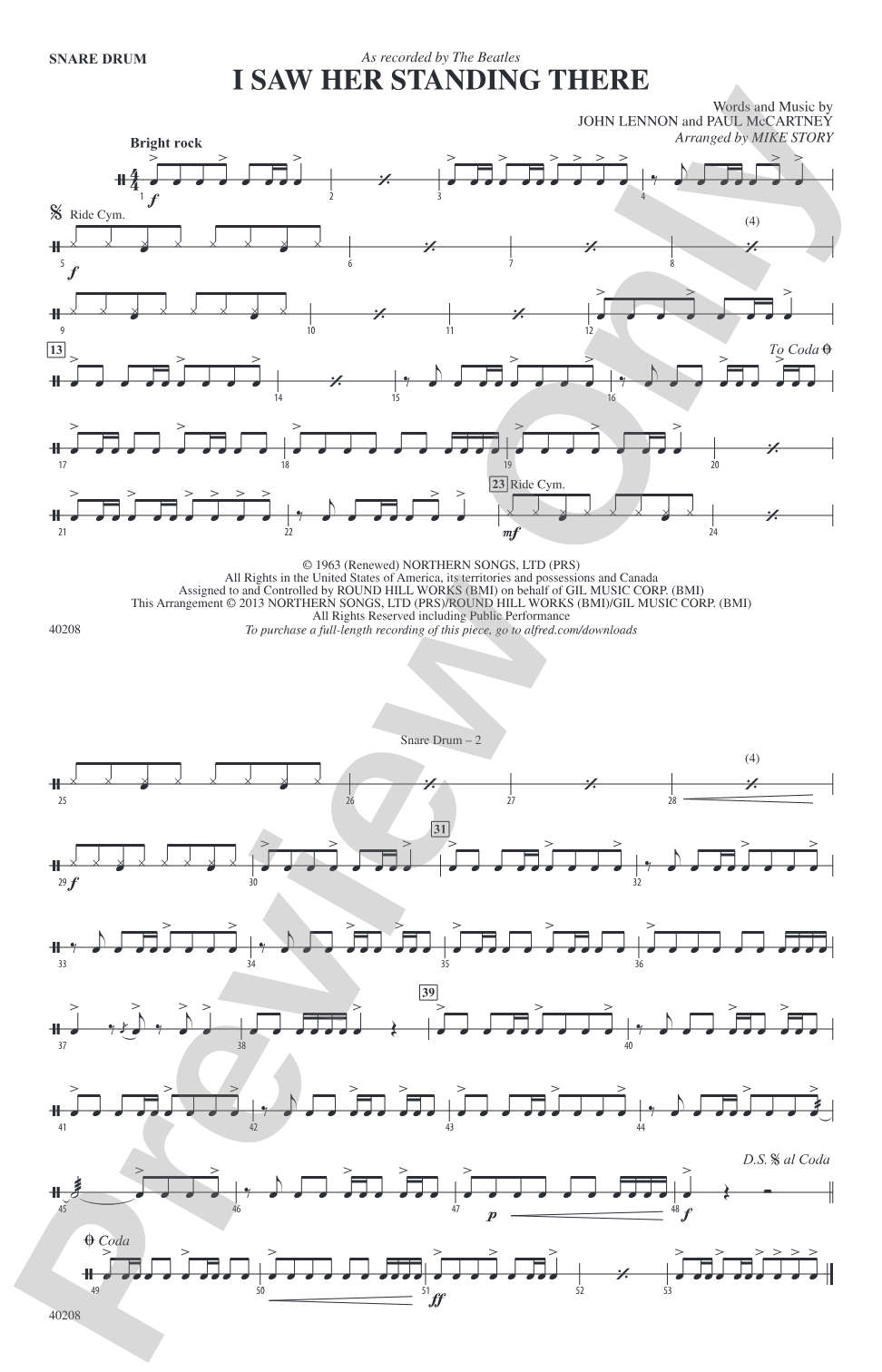 I Saw Her Standing There: Snare Drum