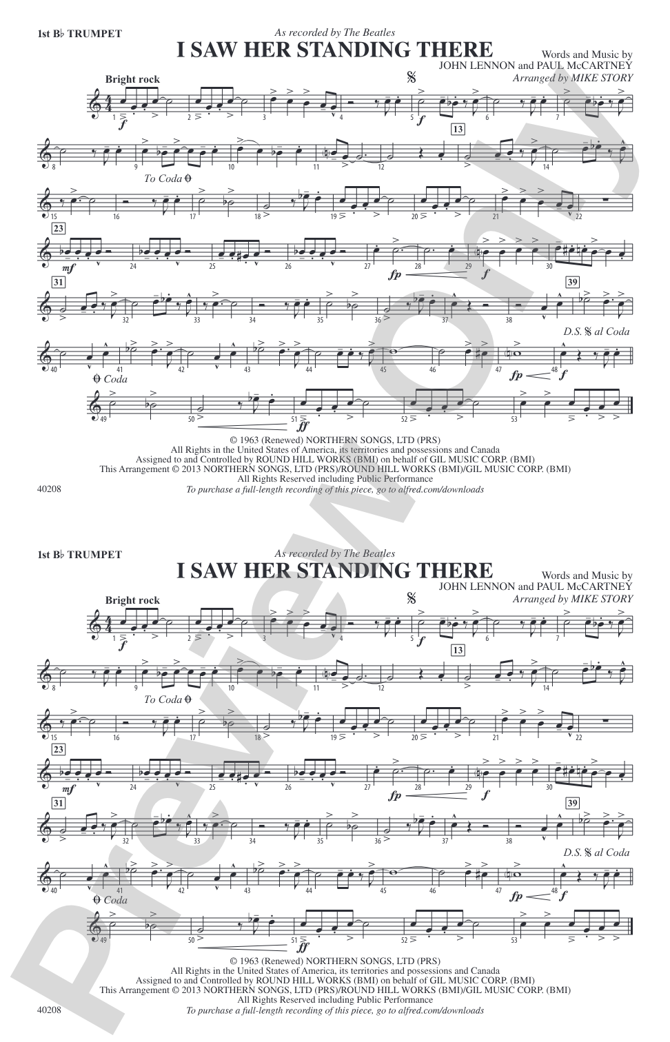 I Saw Her Standing There: 1st B-flat Trumpet