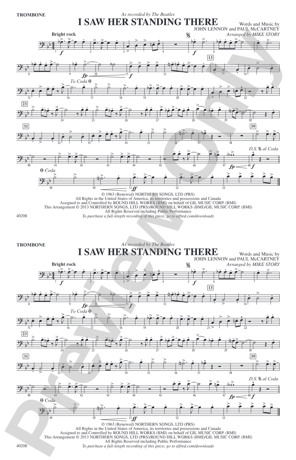 I Saw Her Standing There: 1st Trombone