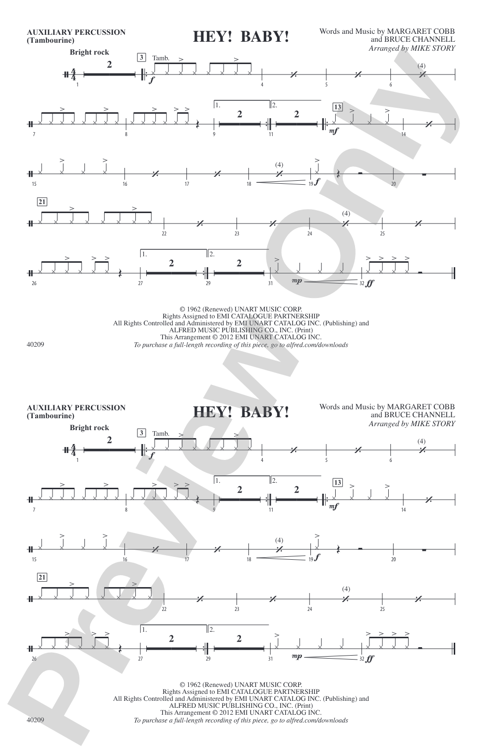 Hey! Baby! (from Dirty Dancing): Auxiliary Percussion