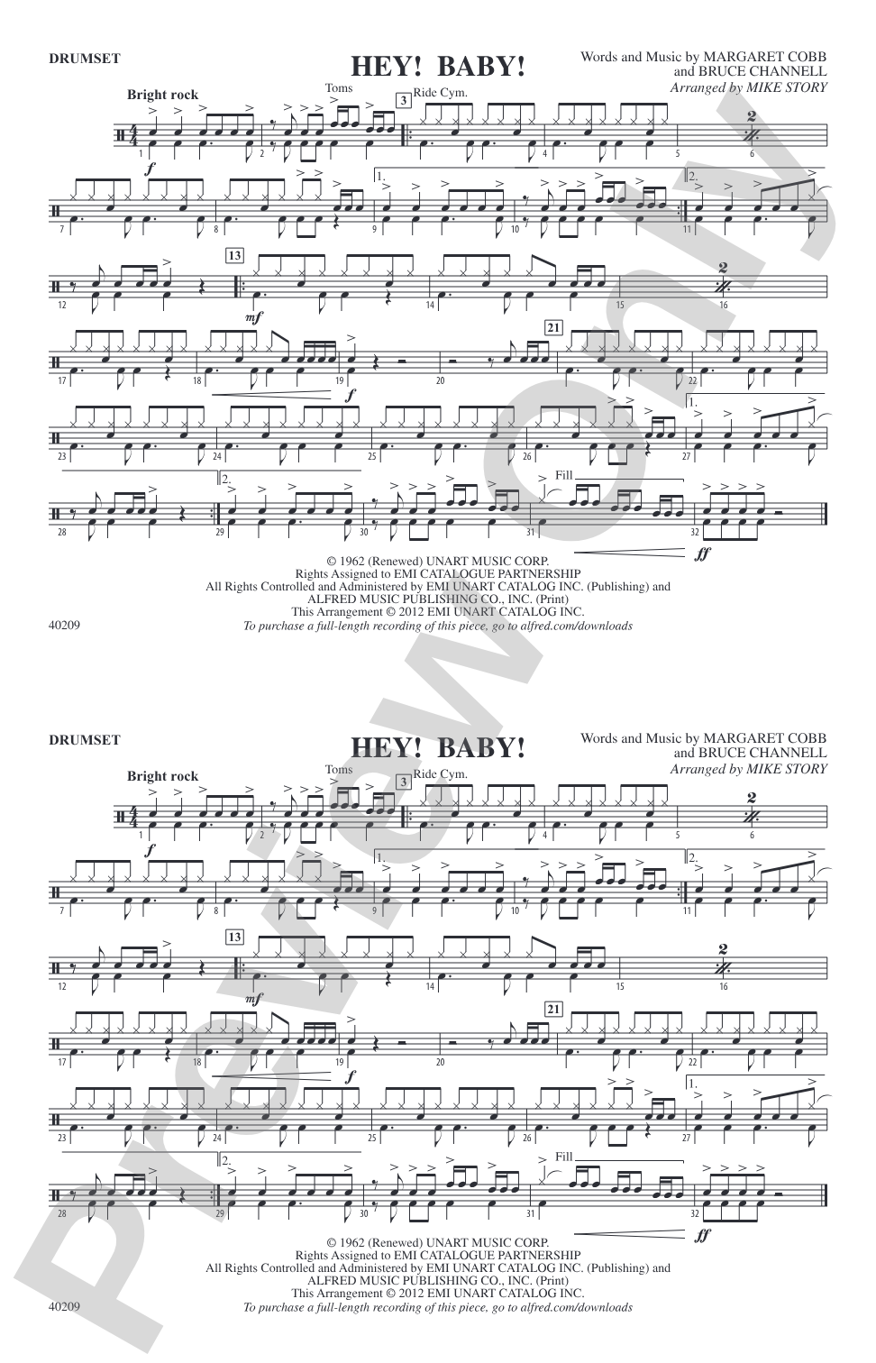 Hey! Baby! (from Dirty Dancing): Drumset