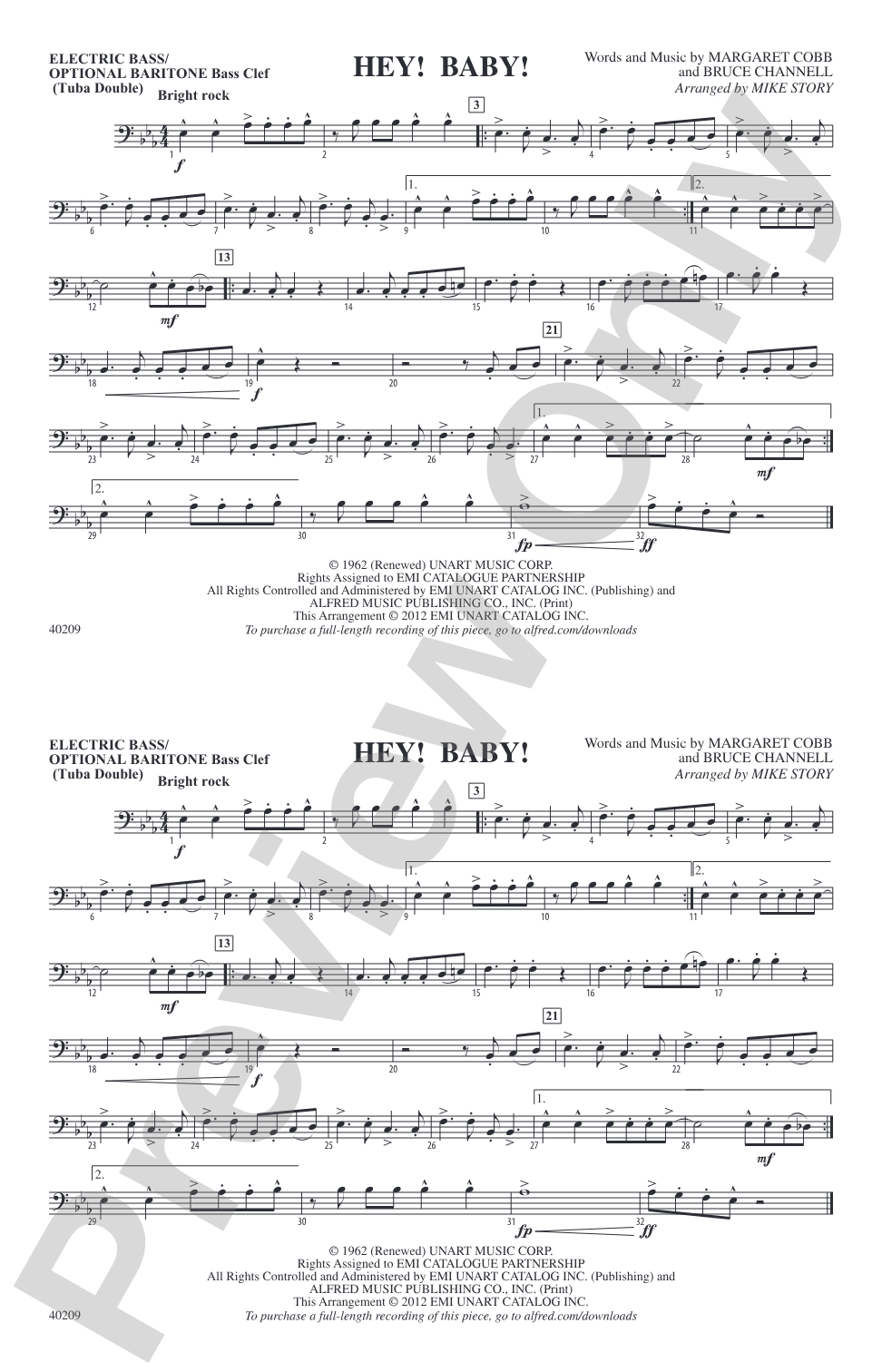 Hey! Baby! (from Dirty Dancing): Electric Bass