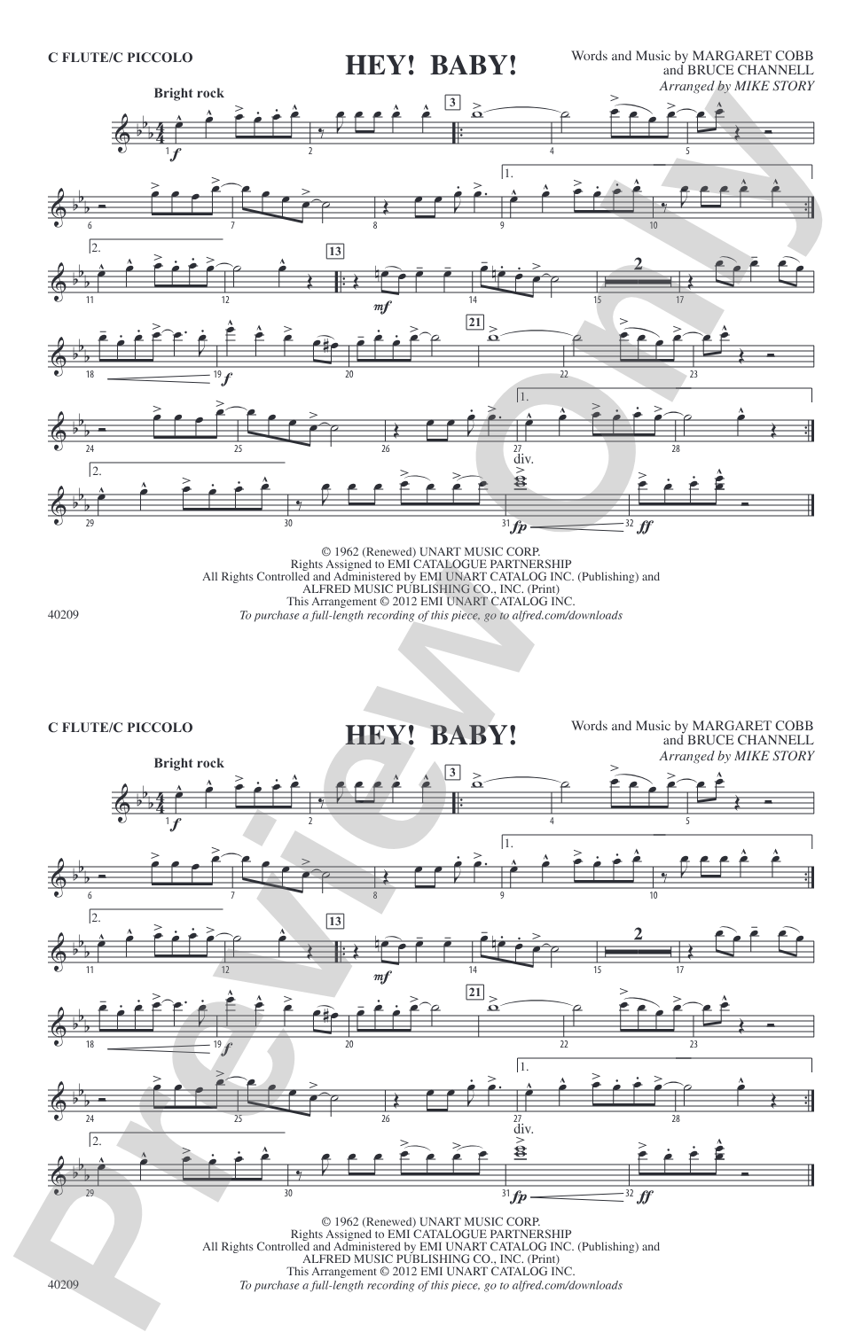 Hey! Baby! (from Dirty Dancing): Flute