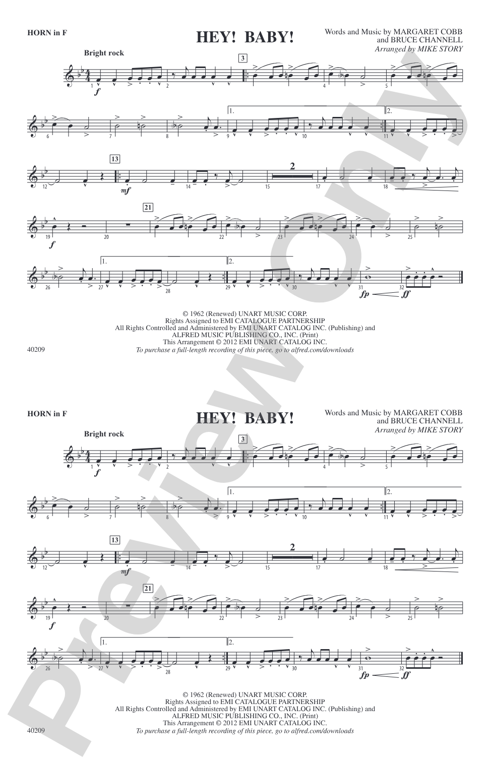 Hey! Baby! (from Dirty Dancing): 1st F Horn