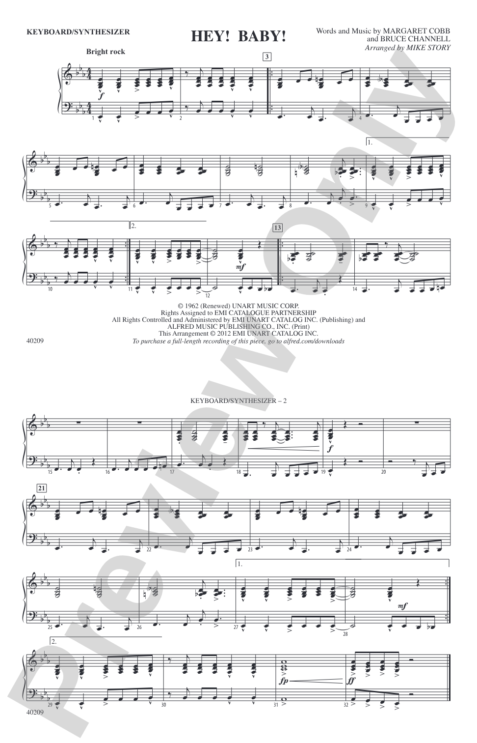 Hey! Baby! (from Dirty Dancing): Keyboard/Synthesizer