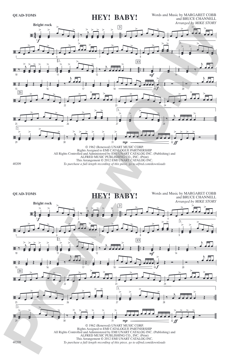 Hey! Baby! (from Dirty Dancing): Quad-Toms