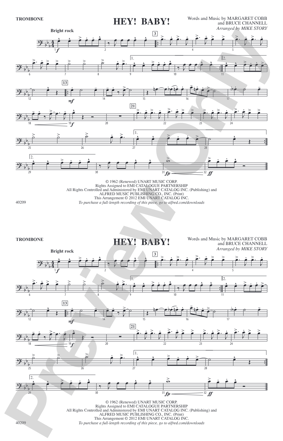 Hey! Baby! (from Dirty Dancing): 1st Trombone