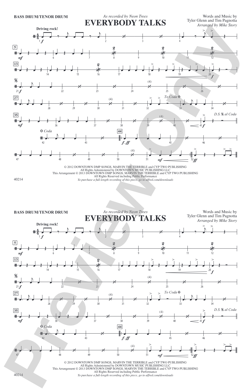 Everybody Talks: Bass Drum/Tenor Drum