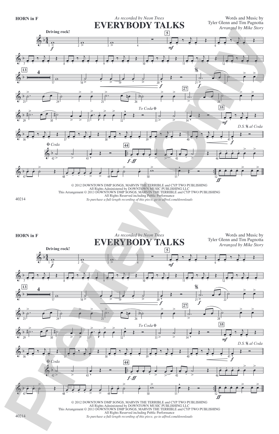 Everybody Talks: 1st F Horn