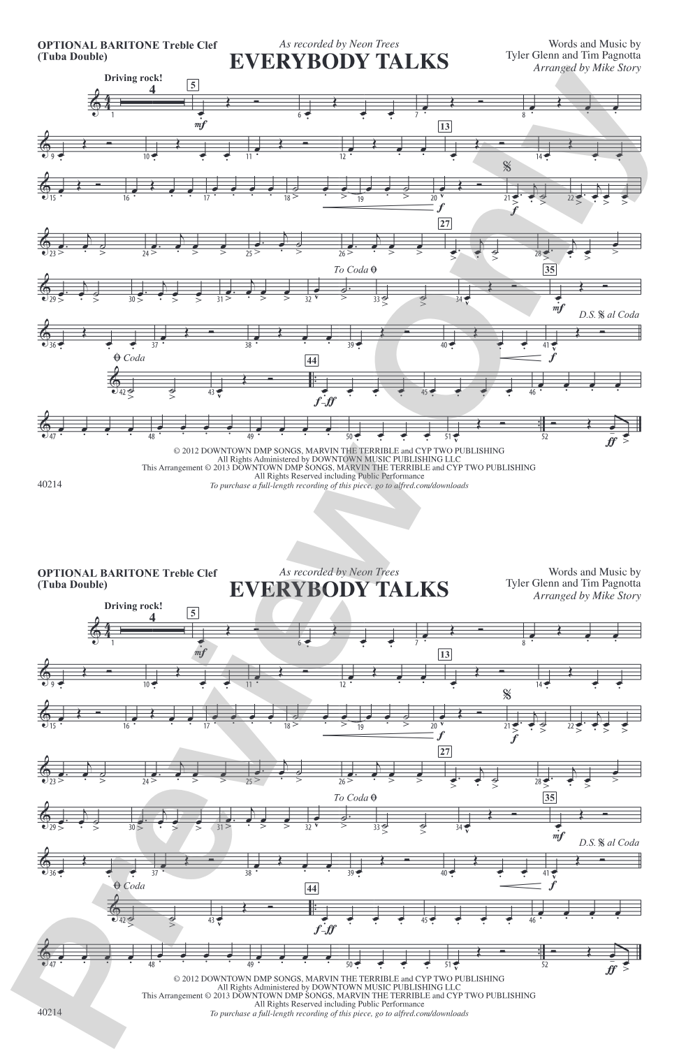 Everybody Talks: Optional Baritone T.C. (Tuba Double)