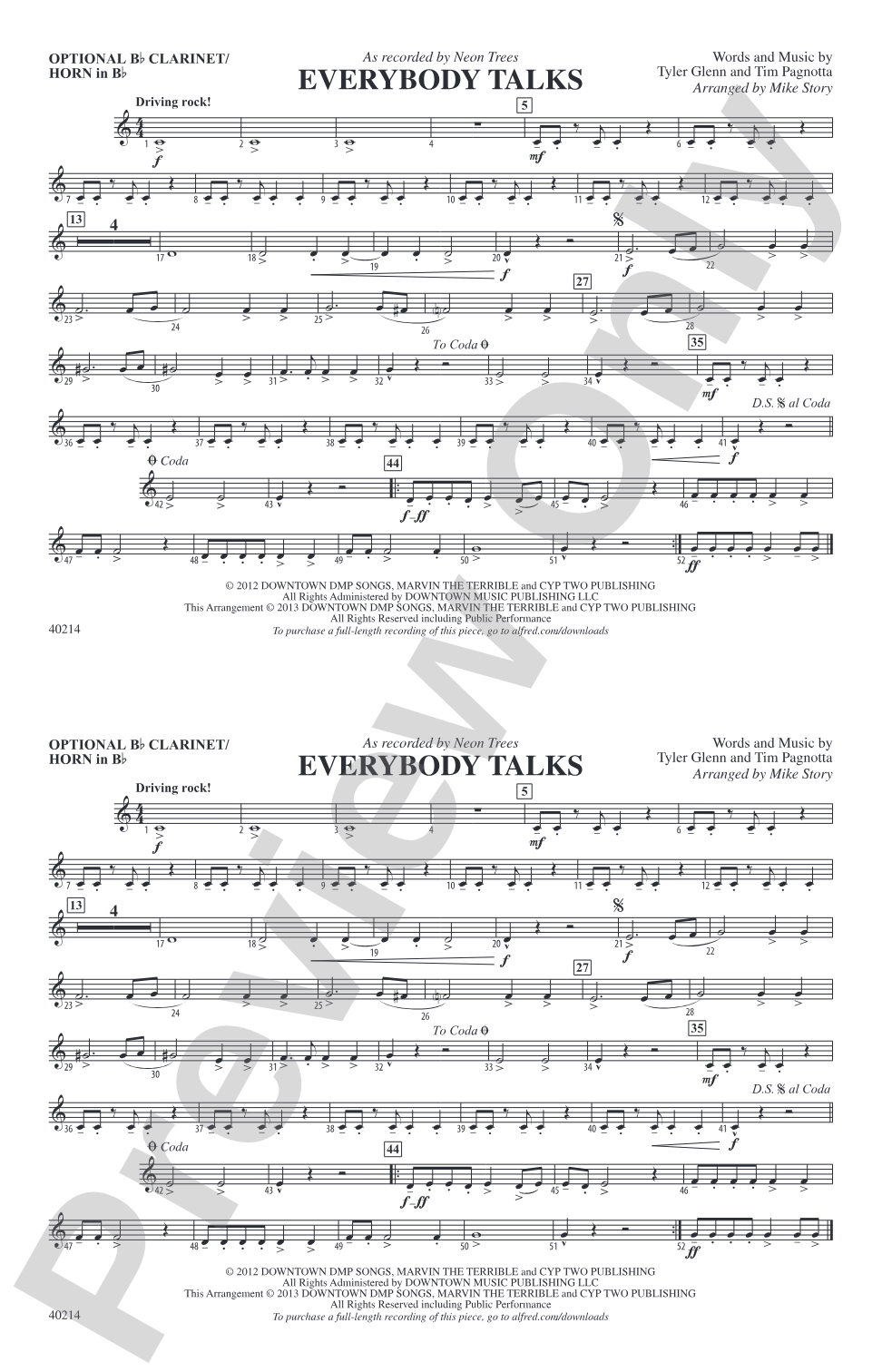 Everybody Talks: Optional Bb Clarinet/Horn in Bb