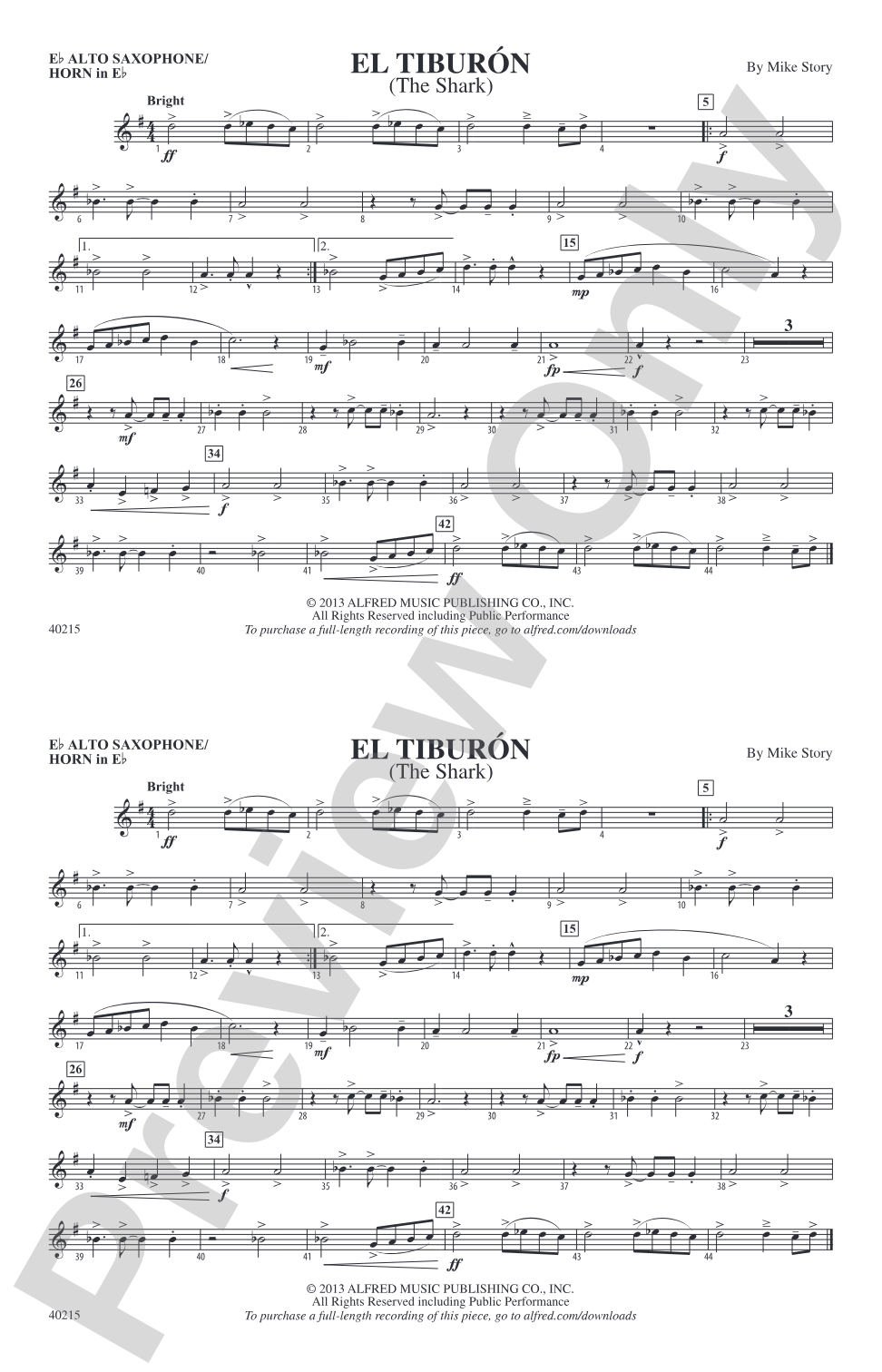 El Tiburón: E-flat Alto Saxophone