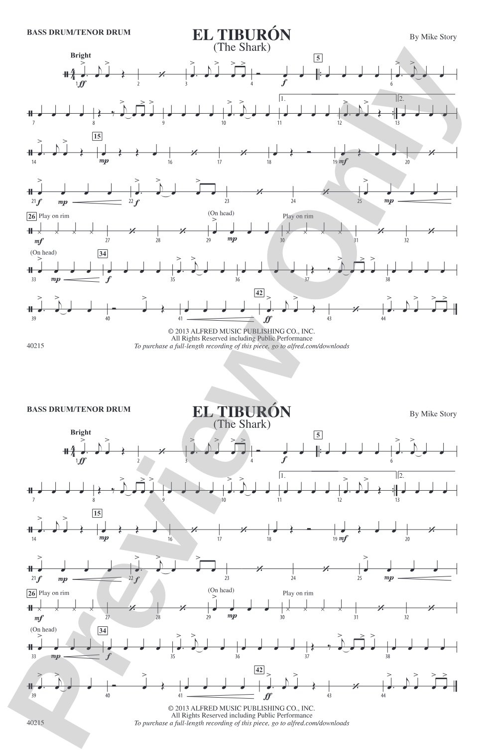 El Tiburón: Bass Drum/Tenor Drum