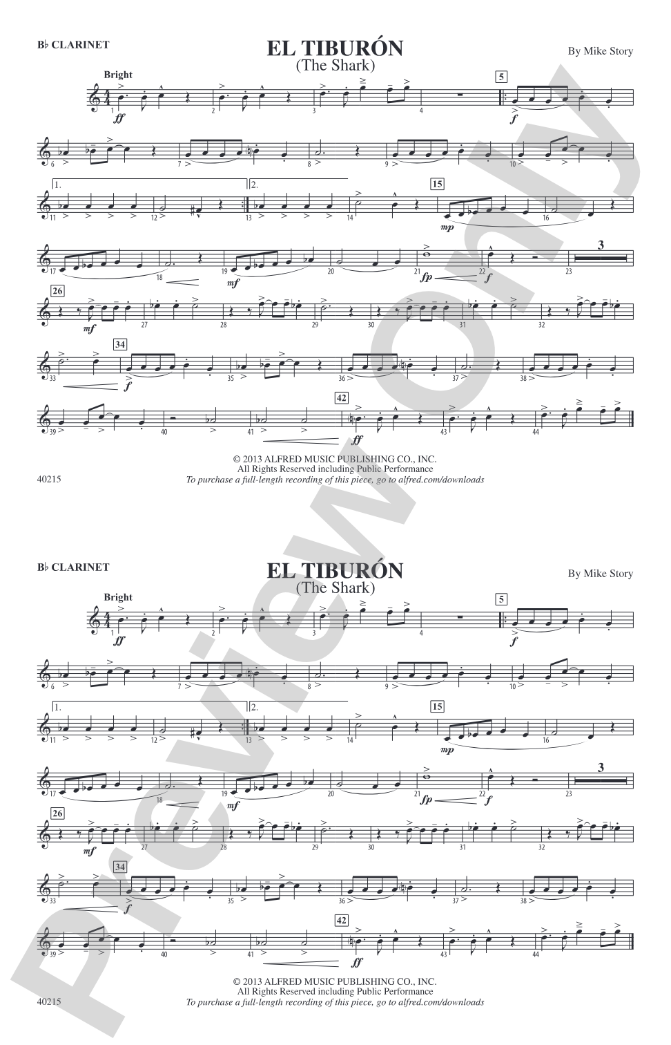 El Tiburón: 1st B-flat Clarinet