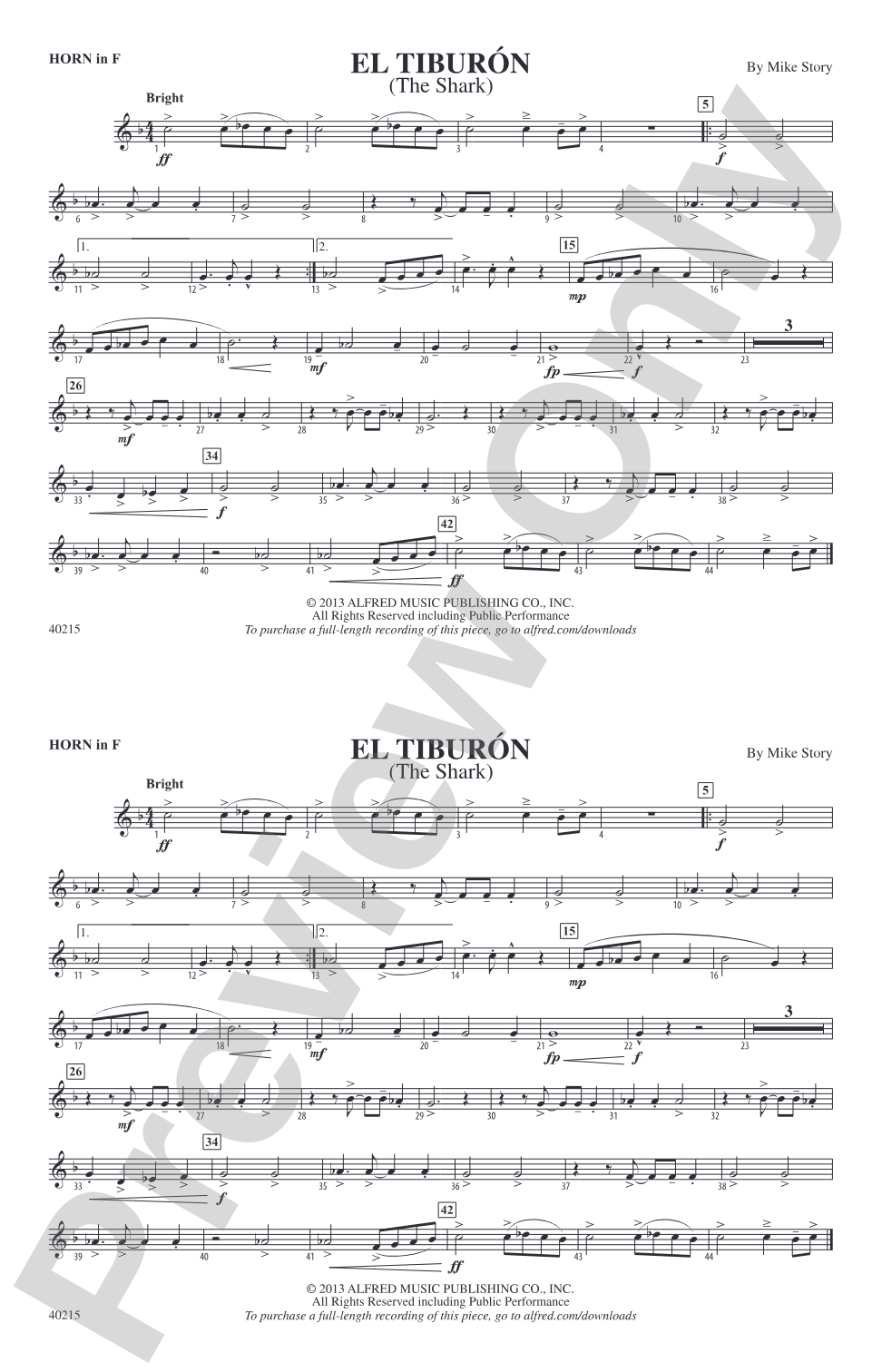 El Tiburón: 1st F Horn