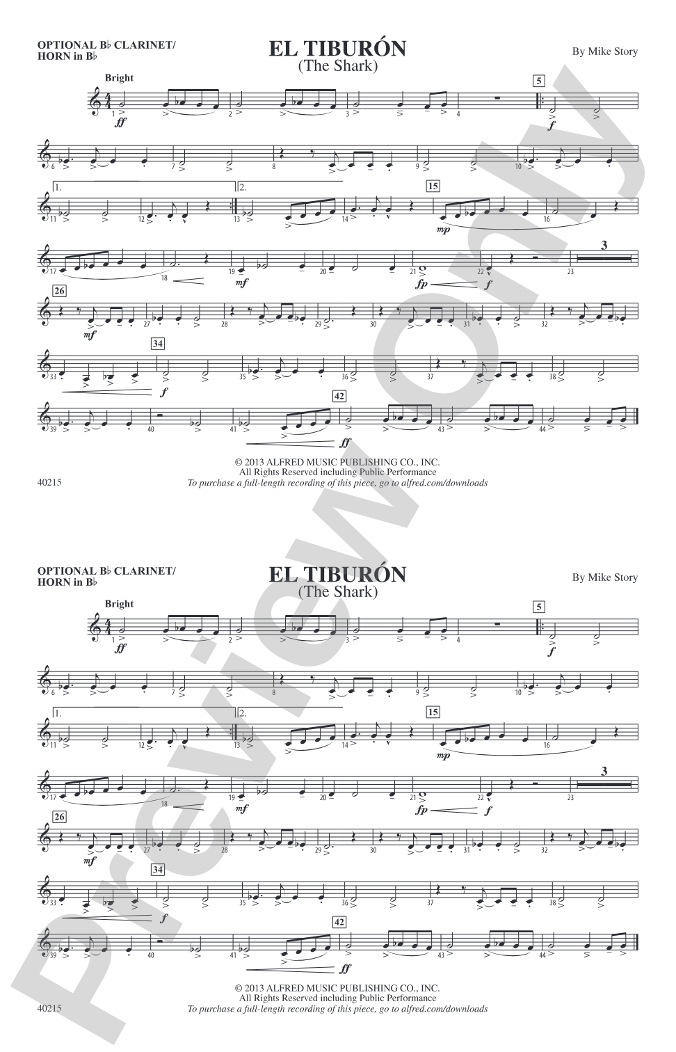 El Tiburón: Optional Bb Clarinet/Horn in Bb