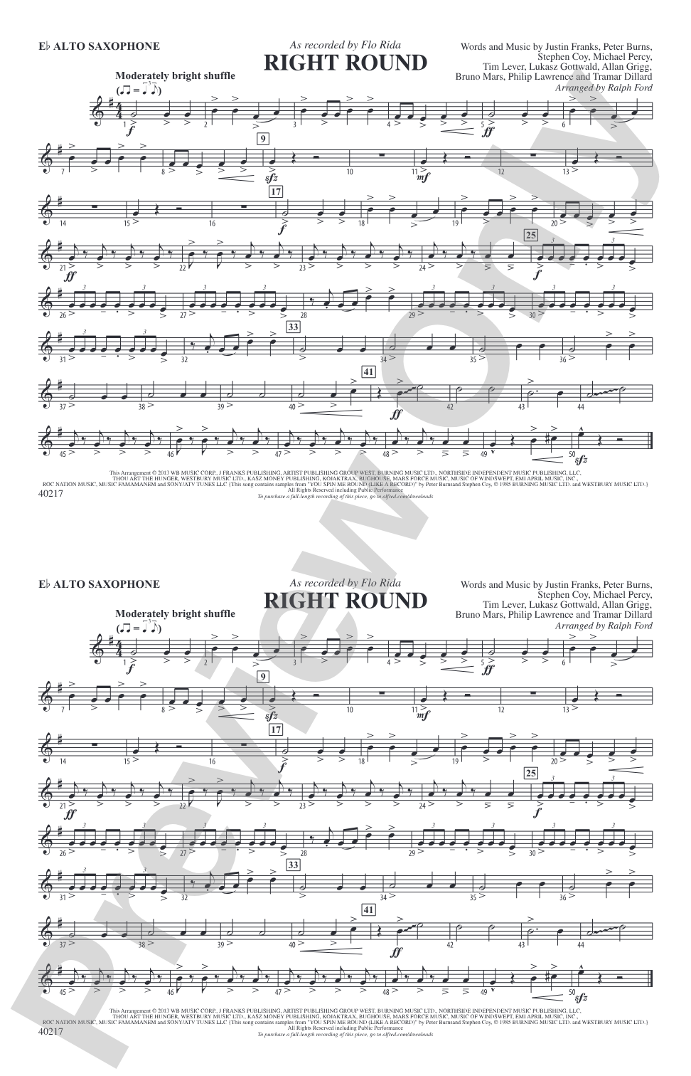 Right Round: E-flat Alto Saxophone