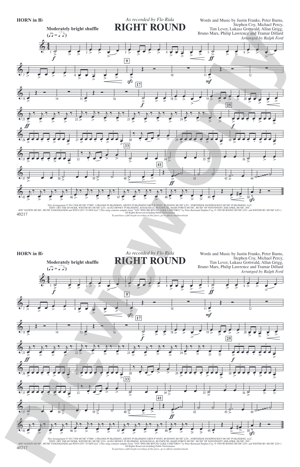 Right Round: Horn in B flat