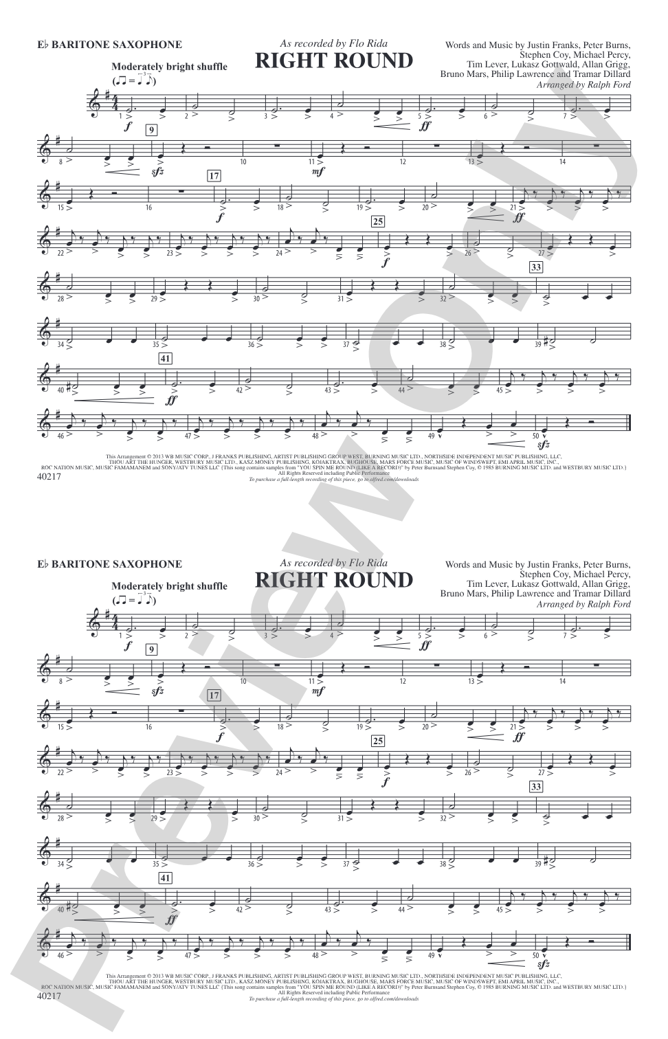 Right Round: E-flat Baritone Saxophone