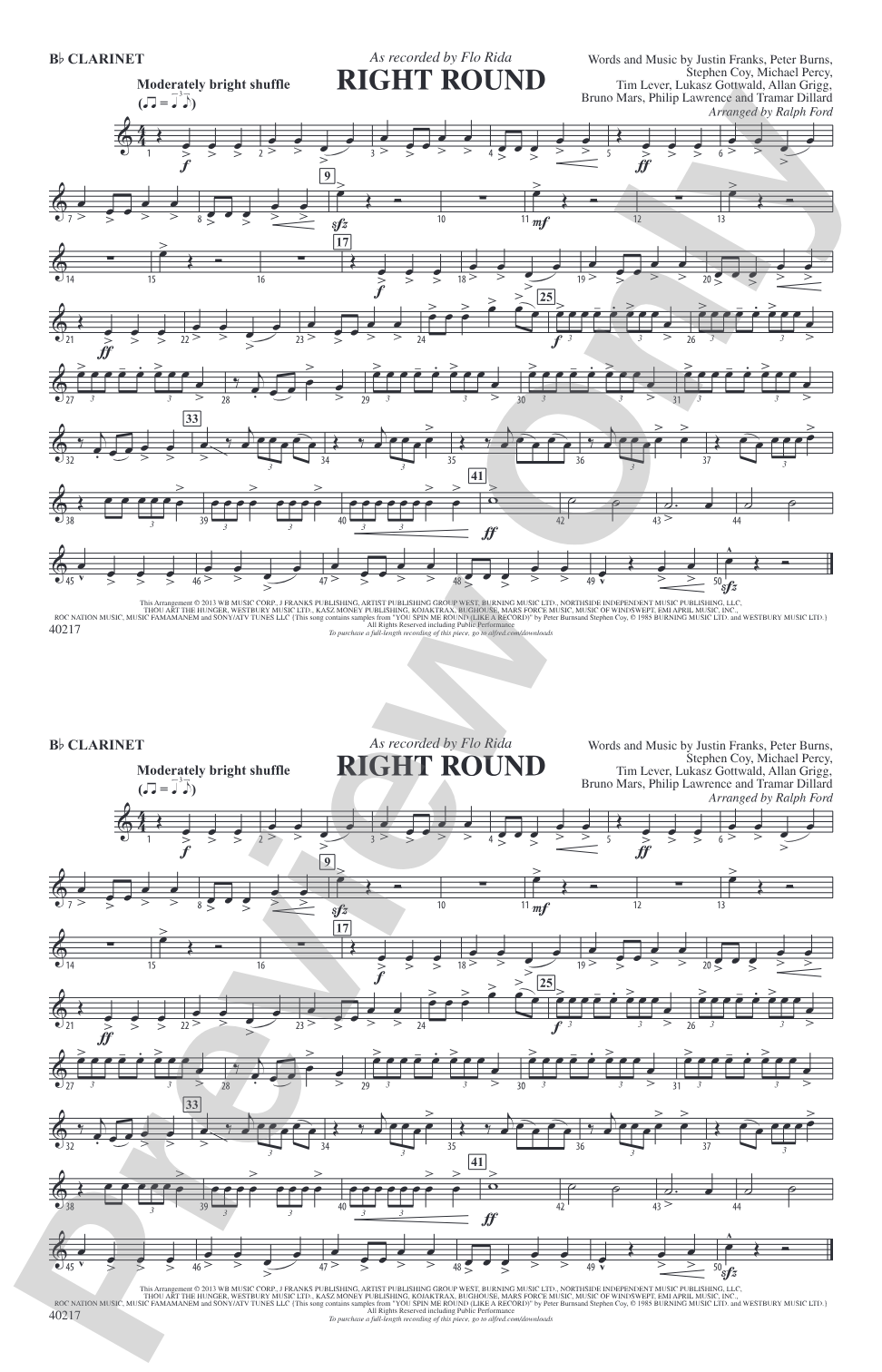 Right Round: 1st B-flat Clarinet