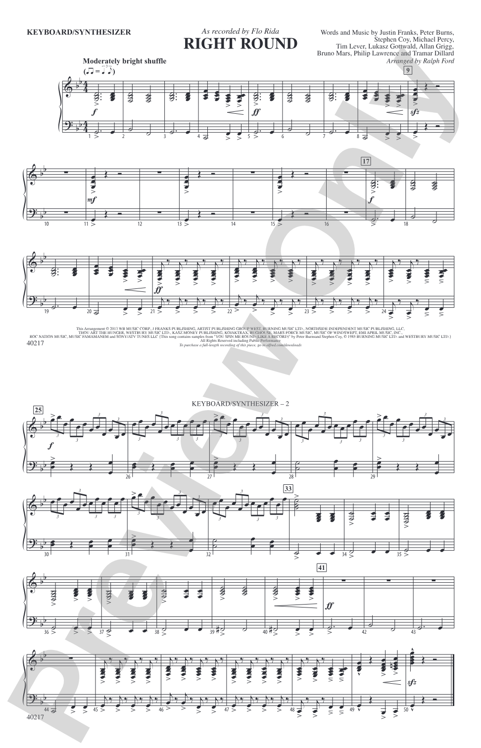 Right Round: Keyboard/Synthesizer