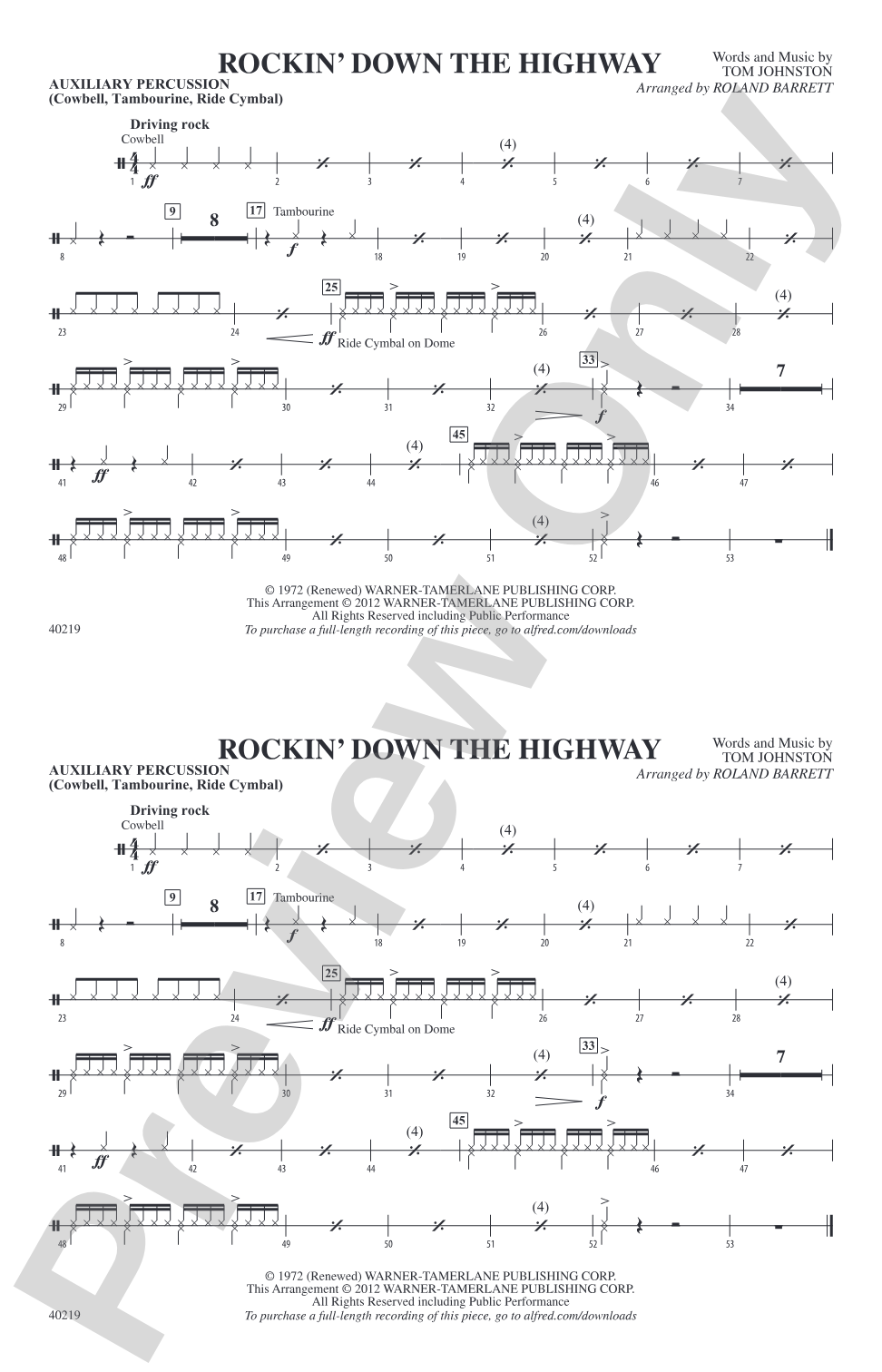 Rockin' Down the Highway: Auxiliary Percussion