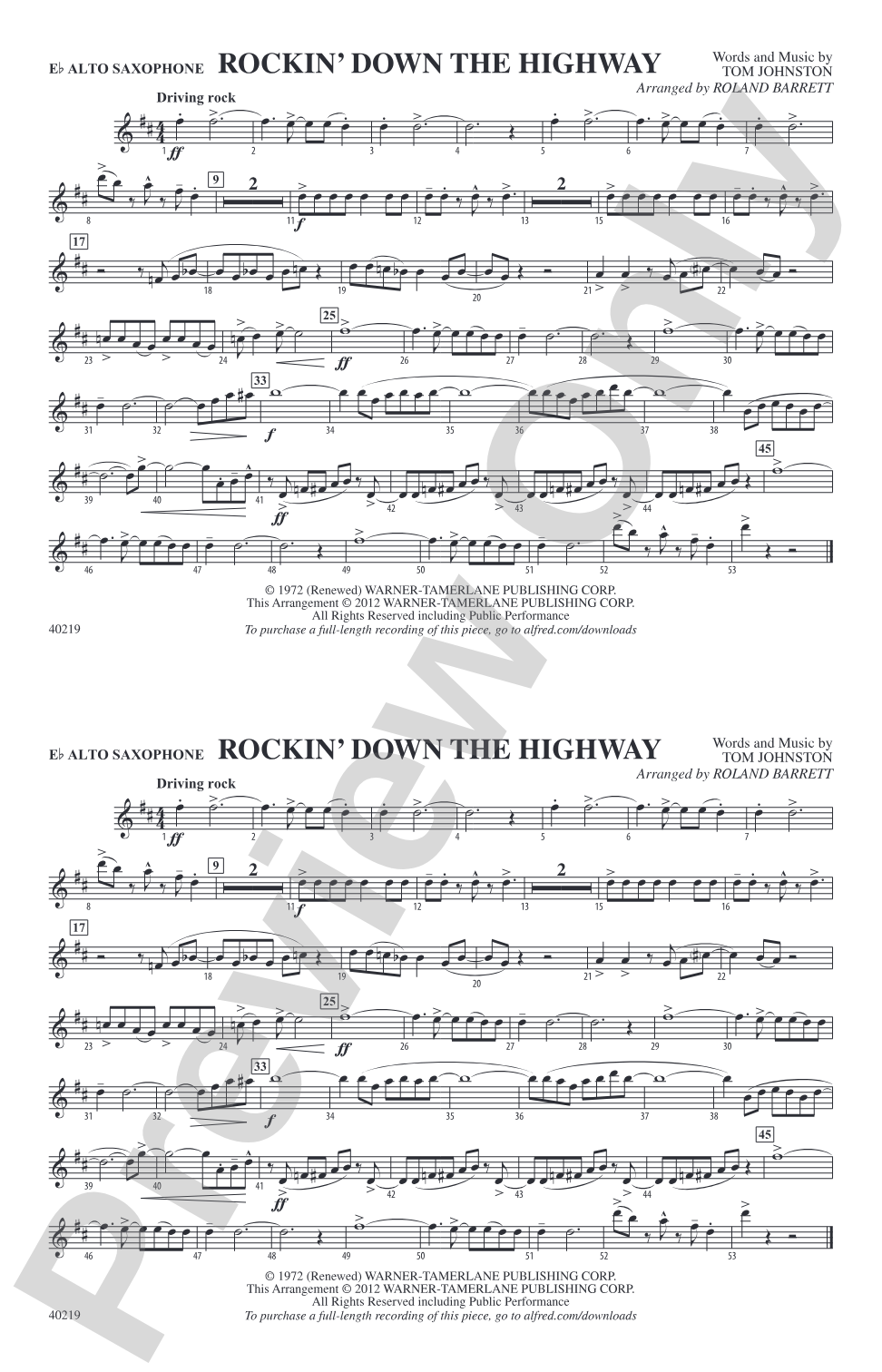 Rockin' Down the Highway: E-flat Alto Saxophone