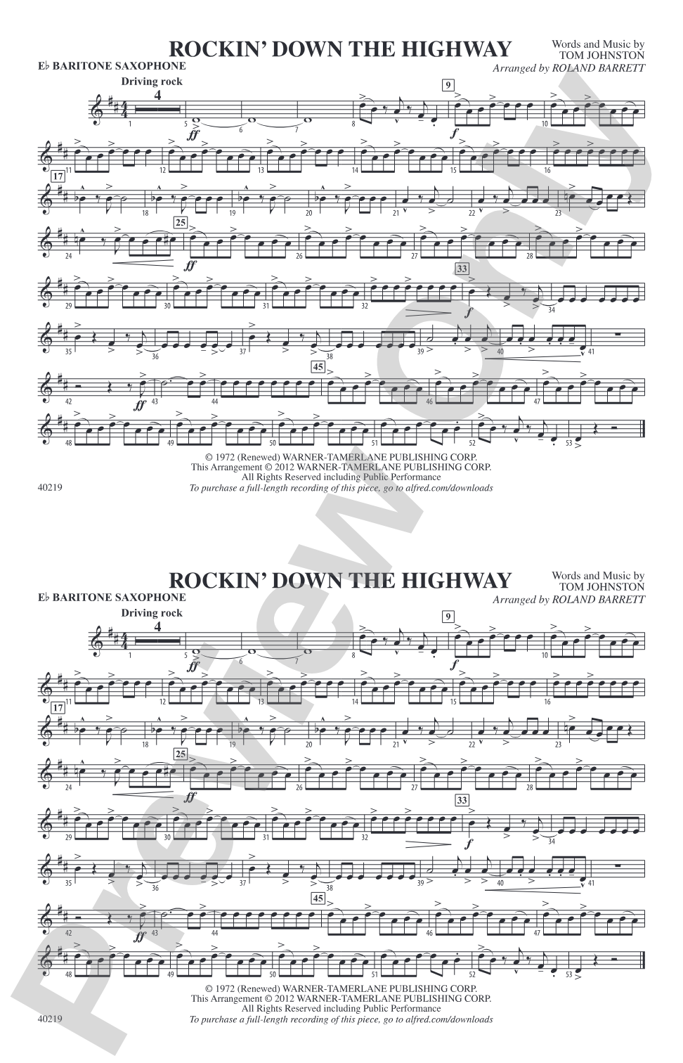 Rockin' Down the Highway: E-flat Baritone Saxophone