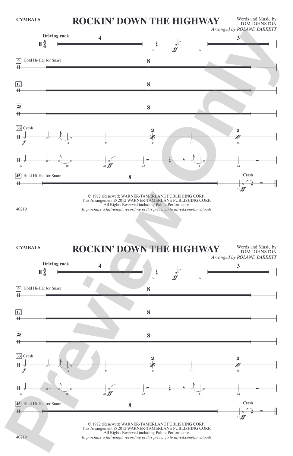 Rockin' Down the Highway: Cymbals