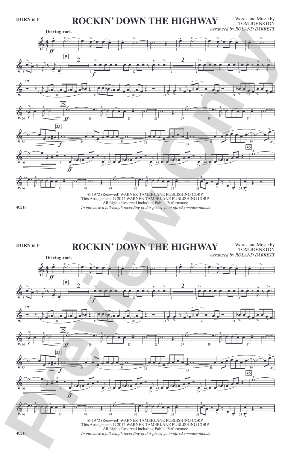 Rockin' Down the Highway: 1st F Horn