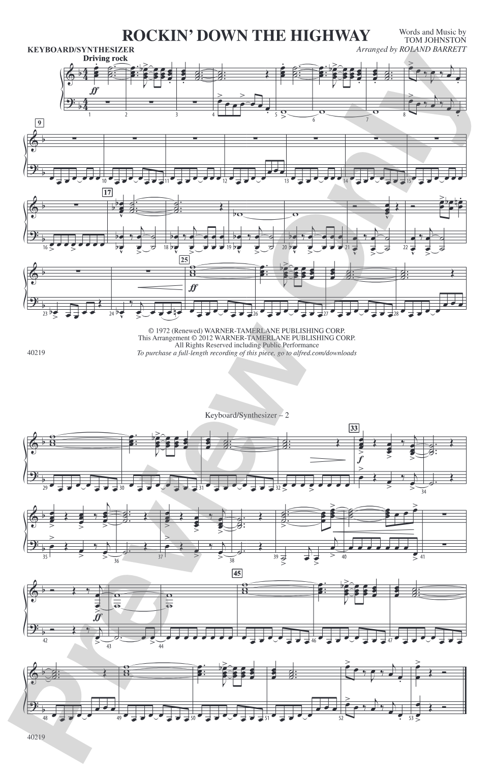 Rockin' Down the Highway: Keyboard/Synthesizer