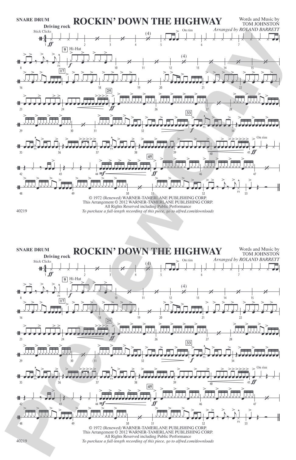 Rockin' Down the Highway: Snare Drum