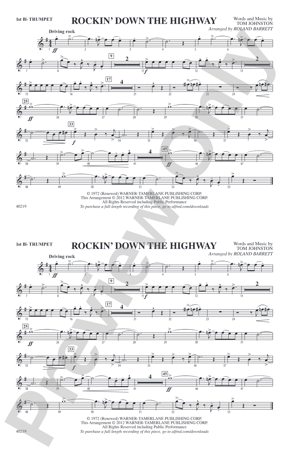 Rockin' Down the Highway: 1st B-flat Trumpet