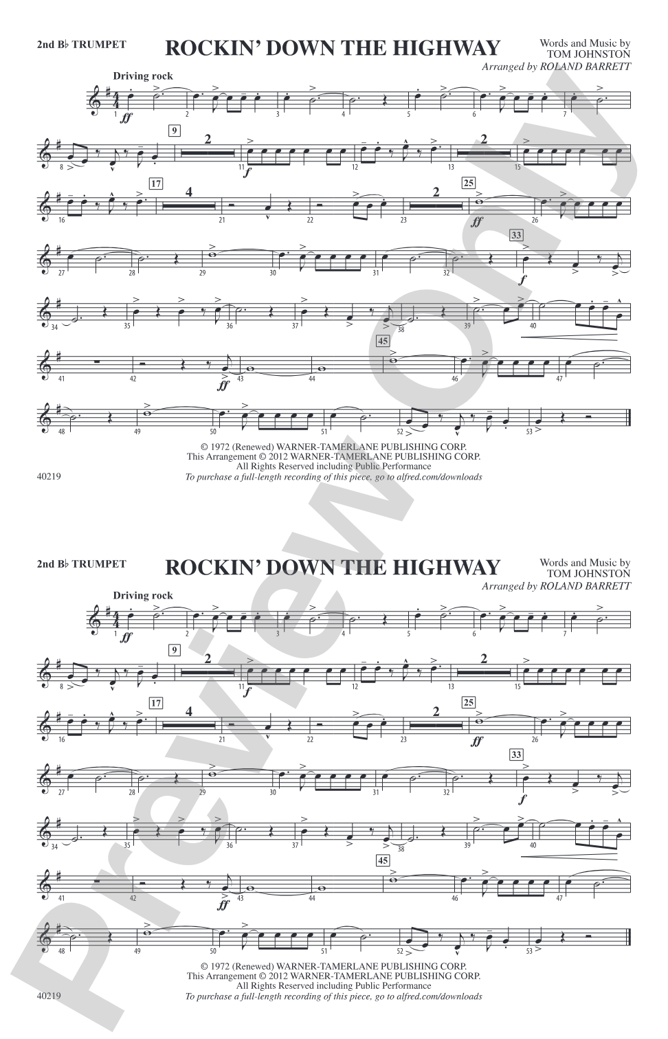 Rockin' Down the Highway: 2nd B-flat Trumpet